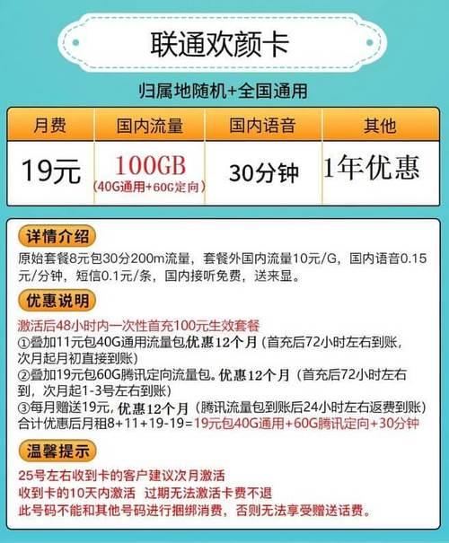 联通吉祥卡流量卡，流量充足、价格优惠